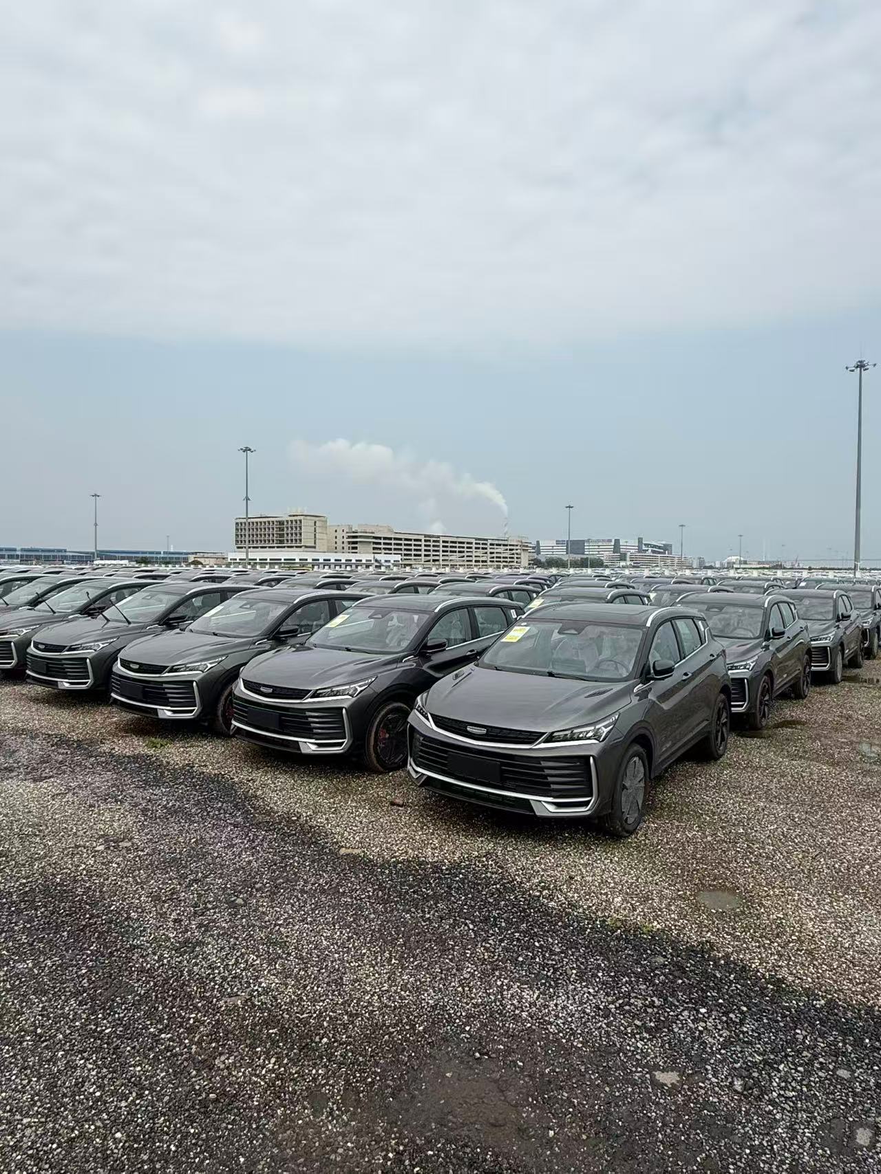 Our yard — Geely vehicles ready for export